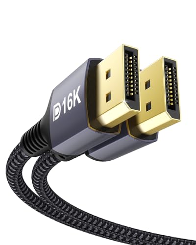 Stouchi 2Pack DisplayPort Kabel 2.1 3M DP2.1/2.0 Kabel [16K@60Hz,10K@60Hz,8K@120Hz,4K@240Hz 165Hz 144Hz] Unterstützt 80Gbps HDR DSC1.2a FreeSync G-Sync Display Port 2.1 Kabel für Gaming Monitor von Stouchi