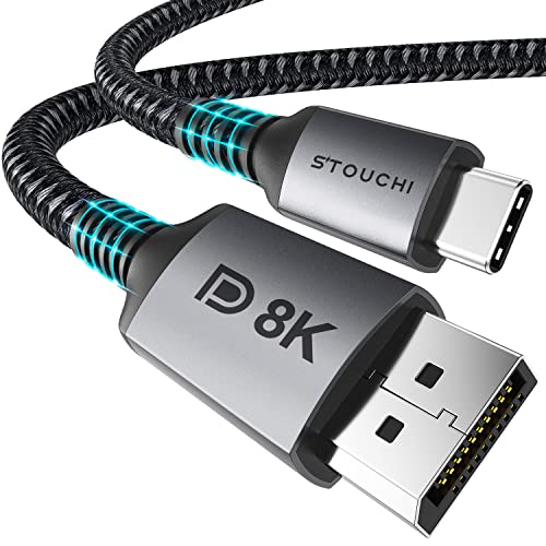 Stouchi 【2er Pack】 USB C DisplayPort 1.4 Kabel 8K@60Hz 4K@144Hz/120Hz 5K@60Hz 2K@240Hz Thunderbolt 3 auf DisplayPort HBR3 32,4Gbps Typ C DP 1.4 für M1 MacBook Pro 2021 Mac Mini 2M VESA-zertifiziert von Stouchi