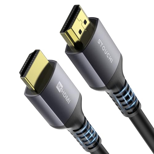 Stouchi 8K HDMI 2.1 Kabel 5m,CL3 In Wall Plenum-Rated High Speed Ultra HD 48Gbps Kabelunterstützung 8K60 4K120 eARC RTX HDR10 4:4:4 HDCP 2.2&2.3 Dolby Kompatibel mit PS5,Xbox Series X von Stouchi