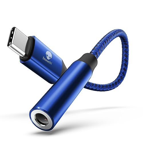 Stouchi Adapter USB C auf Klinke, USB Typ C auf 3,5 mm Kopfhörer Adapter Aux Audio Dongle,Hi Res DAC Chip,Kompatibel mit Samsung Galaxy S23 S22 S21 Ultra Note 20 S10,Pixel 7,Huawei P60 Blau 1 Packung von Stouchi