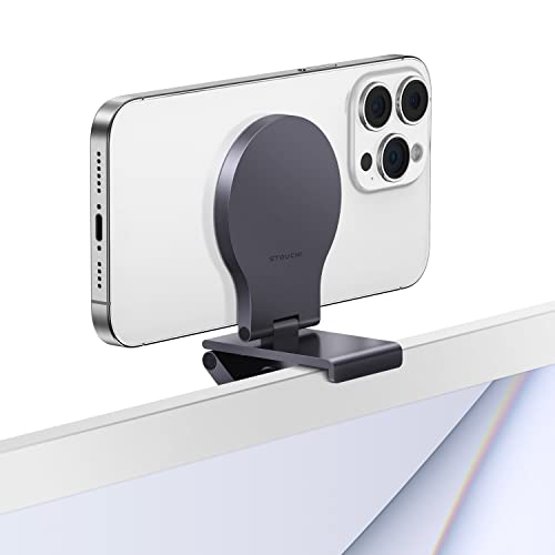 Stouchi Continuity Camera Mount für iMac, Desktop Monitor,Einstellbarer Winkel iPhone Monitor Halterung, Mag-Safe iPhone Webcam Halterung für Videokonferenzen, FaceTime, Streaming von Stouchi