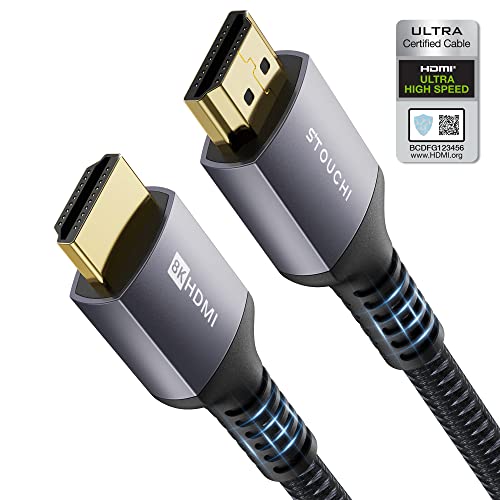 Stouchi HDMI 2.1-Kabel 2m Zertifiziertes, 10K 8K Ultra HD 48 Gbit/s Hochgeschwindigkeit 8K120 4K120 144 Hz RTX 3080 eARC HDR10 4:4:4 HDCP 2.2&2.3 Dolby Kompatibel mit Roku TV/PS5/Xbox-Serie X/LG von Stouchi