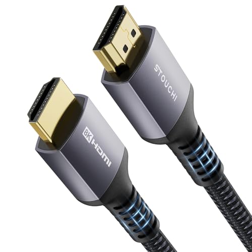 Stouchi HDMI 2.1 Kabel 8K 1m, Ultra HD 48 Gbit/s Hochgeschwindigkeit 8K60hz 4K120hz 144Hz 165 Hz RTX 3080 DSC eARC Dynamisches HDR10 4: 4: 4 HDCP 2.2 & 2.3 Dolby,Kompatibel mit TV/PS5/Xbox-Serie X von Stouchi