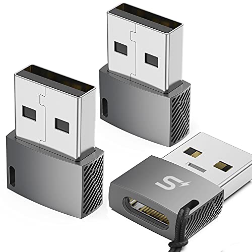 Stouchi USB C Buchse auf USB Stecker Adapter(3 Pack),Typ C auf USB 2.0 Konverter Kompatibel mit Mag Safe auf USB Wandstecker,Powerbanks,Ladegeräte,für Air Pods 3,Pad Mini 6,Phone 13/12 Pro,Galaxy S22 von Stouchi