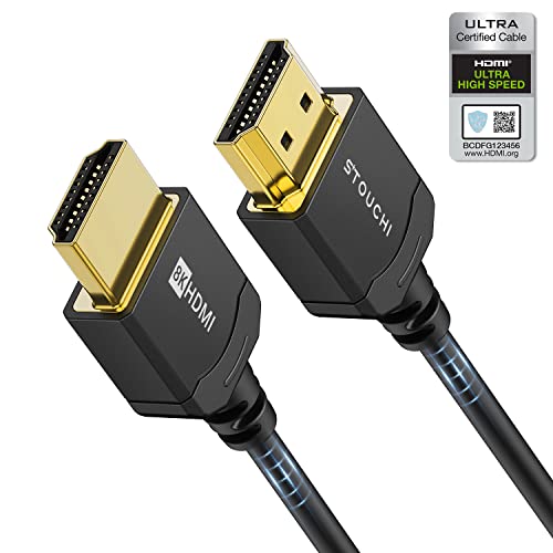 Stouchi Ultradünnes HDMI 2.1 Kabel 8K 1,5M, Hyper Slim HDMI 2.1 Kabel,Extrem Flexibles 8K HDMI Kabel, Unterstützt 10K 8K120 4K120 144 Hz,eARC HDR10 4:4:4 HDCP 2.2&2.3 Dolby Kompatibel mit PS5/Xbox/LG von Stouchi