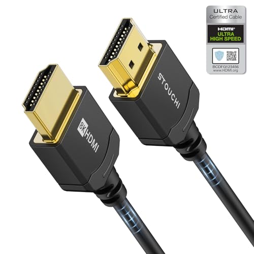 Stouchi Ultradünnes HDMI 2.1 Kabel 8K 1M, Hyper Slim HDMI 2.1 Kabel,Extrem Flexibles 8K HDMI Kabel, Unterstützt 10K 8K120 4K120 144 Hz,eARC HDR10 4:4:4 HDCP 2.2&2.3 Dolby Kompatibel mit PS5/Xbox/LG von Stouchi