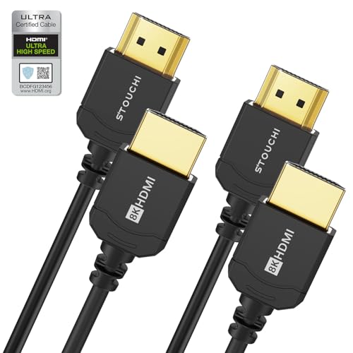 Stouchi Ultradünnes HDMI 2.1 Kabel 8K 2M, Hyper Slim HDMI 2.1 Kabel,Extrem Flexibles HDMI Kabel,Unterstützt 10K 8K120 4K120 144 Hz,eARC HDR10 4:4:4 HDCP 2.2&2.3 Dolby Kompatibel mit PS5/Xbox 2er-Pack von Stouchi