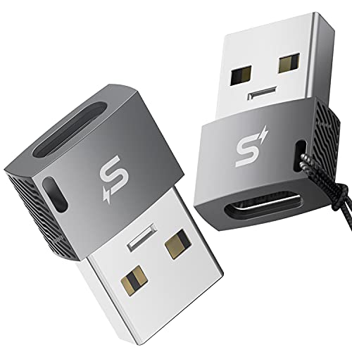 USB C Buchse auf USB Stecker Adapter(2 Pack),Stouchi Typ C auf USB 2.0 Konverter Kompatibel mit für Air Pods 3,Pad Mini 6/iPad Air 4,Phone 13/12 Pro Max,Watch Series 7,Galaxy S22,Powerbanks,Ladegeräte von Stouchi