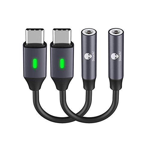 USB C Kopfhörer-Adapter,Stouchi USB C auf Klinke Audio Adapter,USB Typ C zu 3,5 mm Adapter,HiFi DAC Chip mit LED-Licht für Samsung Galaxy S22/S21,Pad Pro 2018-2021,Pad Air 2020-2022,Pad Mini 6,Pixel 6 von Stouchi