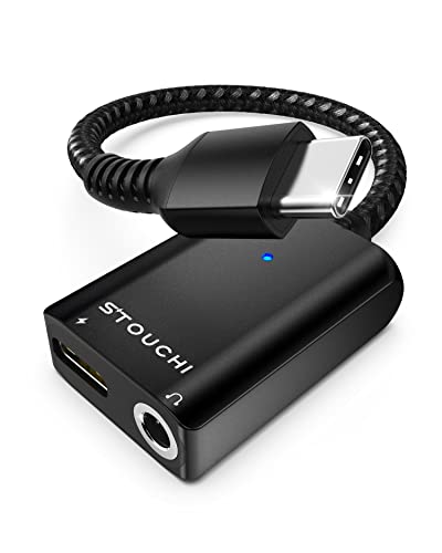 USB C Kopfhörer Adapter und Laden,Stouchi USB Typ C auf 3,5 mm Klinke Aux Adapter,Hi Res DAC,Sicheres 30W Schnellladen,Kompatibel mit i-Phone 15 Pro/Max,Samsung Galaxy S23 S22,iPad Air/Pro/Mini,Pixel von Stouchi