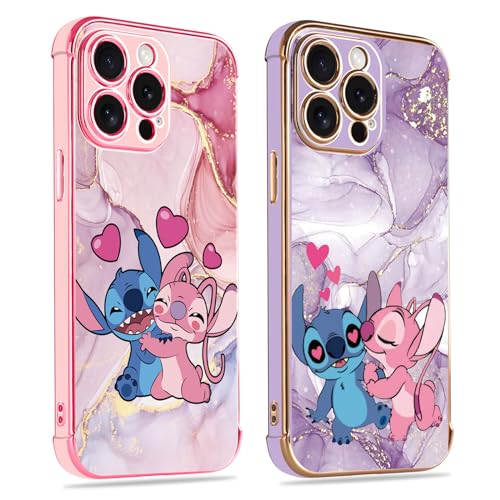 2 Stück Karikatur Stitch Handyhülle Kompatibel mit iPhone 8 iPhone 7 iPhone SE 2022/2020 Hülle 4,7",Cartoon Anime Muster Galvanisierte Schutzhülle TPU Stoßfest Case mit Kameraschutz,Rosa & Lila,11 von Stradvnaly