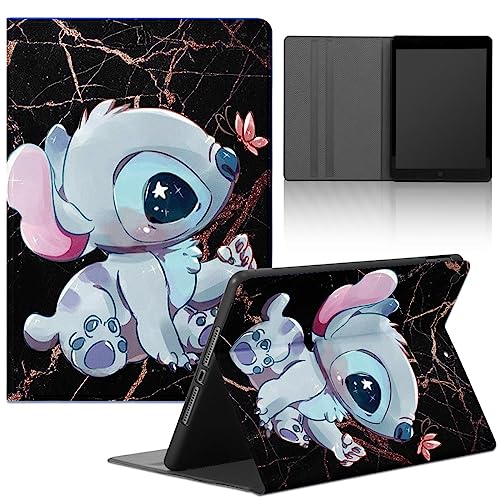 Cartoon Stitch Tablet Hülle für Fire HD 10 2017/2019 10,1",Weiche PU Leder Flip TPU Silicone Cover mit Kawaii Anime Muster Case Ultra Dünn Shockproof Leichte Stand Schwarz Tablet Schutzhülle,05 von Stradvnaly