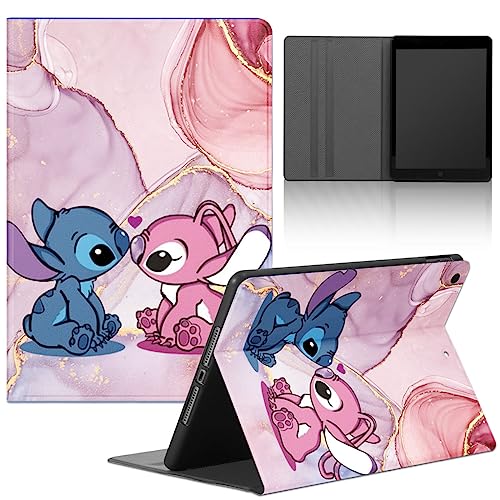 Cartoon Stitch Tablet Hülle für Samsung Galaxy Tab A9 8,7" (SM-X110/SM-X115),PU Leder Flip TPU Silicone Cover mit Kawaii Anime Muster Case Shockproof Leichte Stand Schwarz Tablet Schutzhülle,08 von Stradvnaly