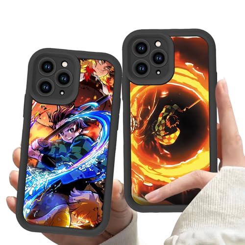 Handyhülle 2 Stück für Samsung Galaxy S10 (4G) Hülle 6.1'' Anime Demon Slayer Kamado Tanjirou Manga Muster Case Kameraschutz Schutzhülle Stoßfest TPU Silikon Weich Ultra Dünn Cover - Schwarz1 von Stradvnaly
