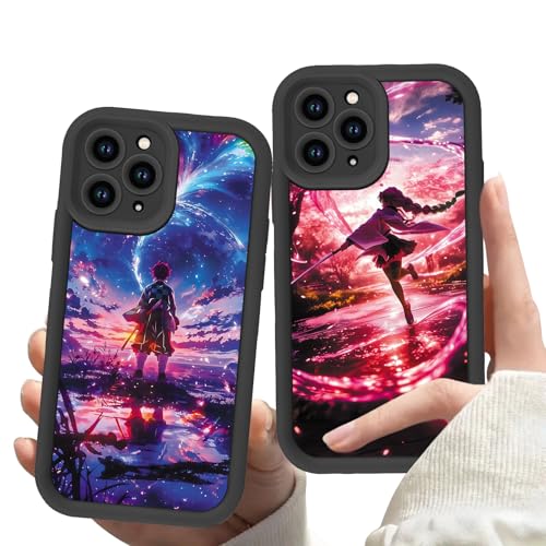 Handyhülle 2 Stück für Samsung Galaxy S25 Ultra 5G Hülle 6.8'' Anime Demon Slayer Kamado Tanjirou Mitsuri Manga Muster Case Kameraschutz Schutzhülle Stoßfest TPU Silikon Ultra Dünn Cover - Schwarz3 von Stradvnaly