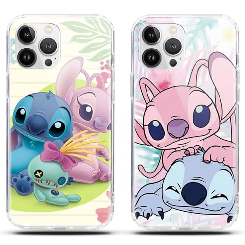 Stradvnaly 2 Stück Magnetisch Handyhülle für iPhone 14 Pro 6,1" Hülle mit MagSafe, Kawaii Anime Motiv Stitch Niedlich Muster mit Transparente TPU Stoßfest Schutzhülle für iPhone 14 Pro, Süßes Case 04 von Stradvnaly