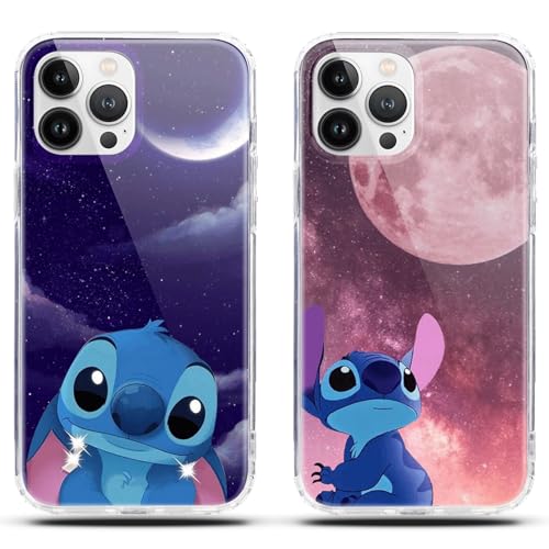 Stradvnaly 2 Stück Magnetisch Handyhülle für iPhone 14 Pro 6,1" Hülle mit MagSafe, Kawaii Anime Motiv Stitch Niedlich Muster mit Transparente TPU Stoßfest Schutzhülle für iPhone 14 Pro, Süßes Case 06 von Stradvnaly