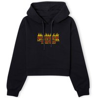 Stranger Things Flames Logo Women's Cropped Hoodie - Black - L von Stranger Things