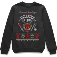 Stranger Things Hellfire Club Christmas Weihnachtspullover – Schwarz - L von Stranger Things