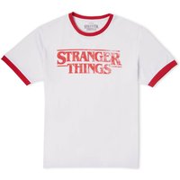 Stranger Things Vintage Logo Unisex Ringer T-Shirt - White/Red - L von Original Hero