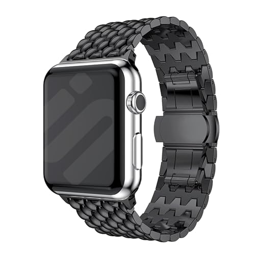 Strap-it Gliederarmband Schwarz - Passend für Apple Watch - Armband für Smartwatch - Ersatzarmband - 38 - 40 - 41mm - für iWatch serie 8, SE, 7, 6, 5, 4, 3, 2, 1, Edelstahl von Strap-it