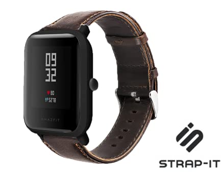 Strap-it Leder Braun - Passend für Amazfit Bip - Armband für Smartwatch - Ersatzarmband von Strap-it