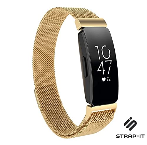 Strap-it Milanese Gold - Passend für Fitbit Inspire - Armband für Smartwatch - Ersatzarmband Edelstahl - für Damen und Herren - Zubehör passend für Fitbit Inspire von Strap-it