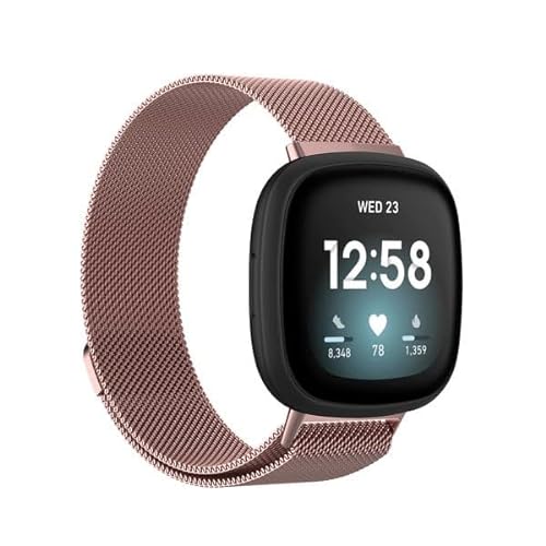 Strap-it Milanese Rosa - Passend für Fitbit Versa 3 - Armband für Smartwatch - Ersatzarmband Edelstahl - für Damen und Herren - Zubehör passend für Fitbit Versa 3 von Strap-it