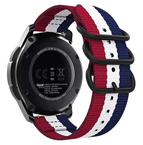 Strap-it Nylonarmband - kompatibel mit - Xiaomi Mi Watch - Armband - Rot/Wei?/Blau - fur Xiaomi Watch S1 - von Strap-it