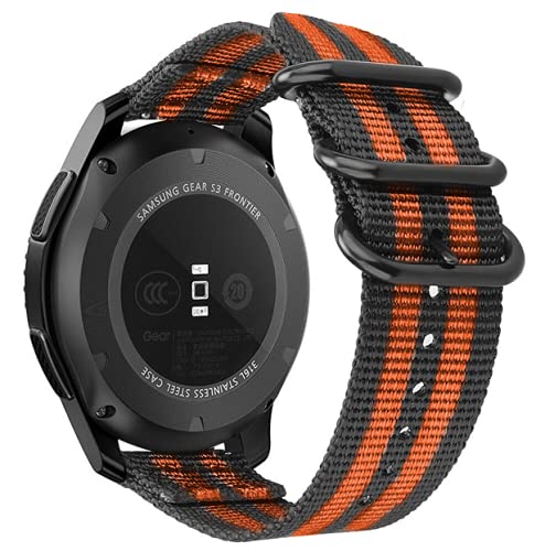 Strap-it Nylonarmband - kompatibel mit - Xiaomi Mi Watch - Armband - Schwarz/Orange - fur Xiaomi Watch S1 - Xiaomi Amazfit GTR (1) 47mm von Strap-it