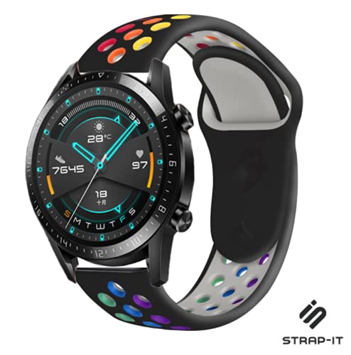 Strap-it Sport Schwarz - Passend für Huawei Watch GT & GT 2-42mm - Armband für Smartwatch - Ersatzarmband - 42mm von Strap-it