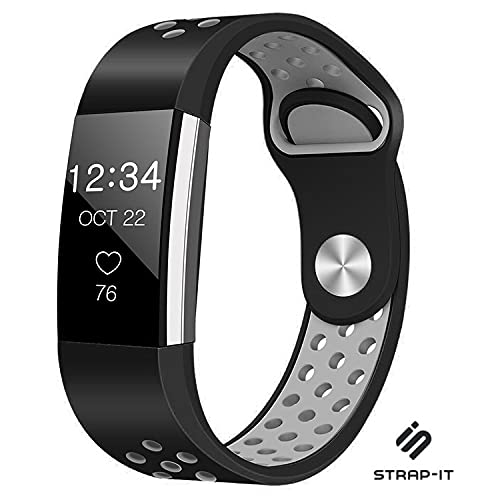 Strap-it Sportarmband Schwarz - Passend für Fitbit Charge 2 - Armband für Smartwatch - Ersatzarmband von Strap-it