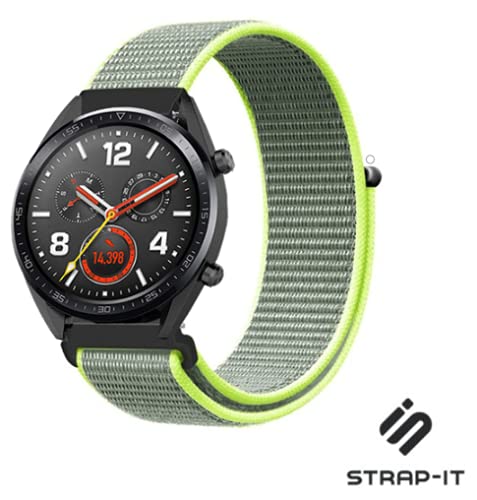 Strap-it nylon Lime - Passend für Huawei Watch GT & GT 2-42mm - Armband für Smartwatch - Ersatzarmband - 42mm von Strap-it