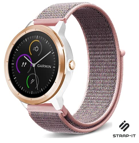 Strap-it nylon Rosa - Passend für Garmin Vivoactive 4 - Armband für Smartwatch - Ersatzarmband von Strap-it