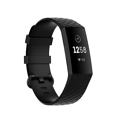 Strap-it silikon Schwarz - Passend für Fitbit Charge 3 & Fitbit Charge 4 - Armband für Smartwatch - Ersatzarmband von Strap-it
