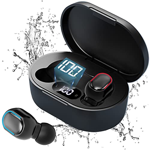 StrawExpert Kabellose Bluetooth-Kopfhörer, Sport-Kopfhörer, IPX7, wasserdicht, Kopfhörer mit Geräuschunterdrückung, Stereo-Ohrhörer, integriertes HD-Mikrofon für iOS/Android, schwarz, 10.2x8.1x3.1 cm von StrawExpert