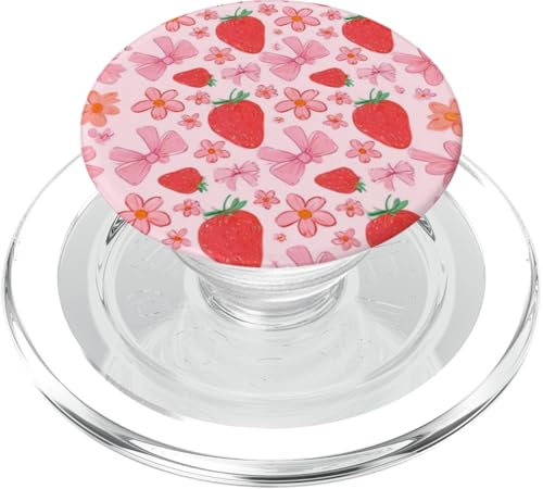 Niedliches Erdbeermuster und gebundene Schleife PopSockets PopGrip für MagSafe Niedliches Erdbeermuster und gebundene Schleife PopSockets PopGrip für MagSafe von Strawberry Phone Popper