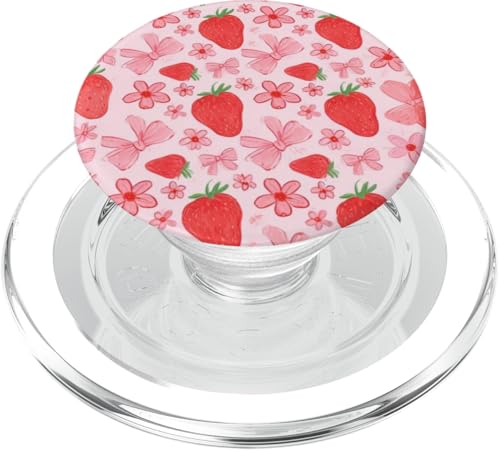 Niedliches Erdbeermuster und gebundene Schleife PopSockets PopGrip für MagSafe Niedliches Erdbeermuster und gebundene Schleife PopSockets PopGrip für MagSafe von Strawberry Phone Popper