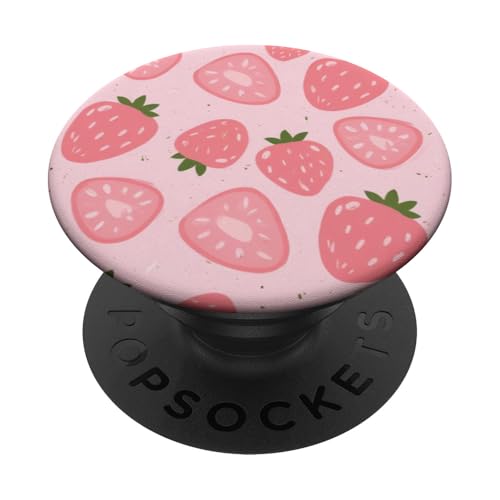 Süßes rosa Erdbeermuster PopSockets Klebender PopGrip Süßes rosa Erdbeermuster PopSockets Klebender PopGrip von Strawberry Phone Popper