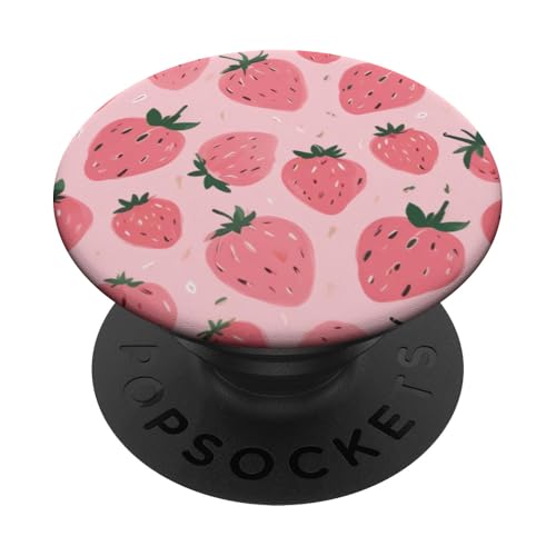 Süßes rosa Erdbeermuster PopSockets Klebender PopGrip Süßes rosa Erdbeermuster PopSockets Klebender PopGrip von Strawberry Phone Popper