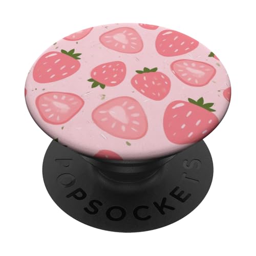 Süßes rosa Erdbeermuster PopSockets Klebender PopGrip Süßes rosa Erdbeermuster PopSockets Klebender PopGrip von Strawberry Phone Popper