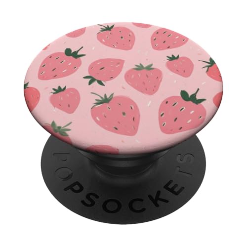 Süßes rosa Erdbeermuster PopSockets Klebender PopGrip Süßes rosa Erdbeermuster PopSockets Klebender PopGrip von Strawberry Phone Popper