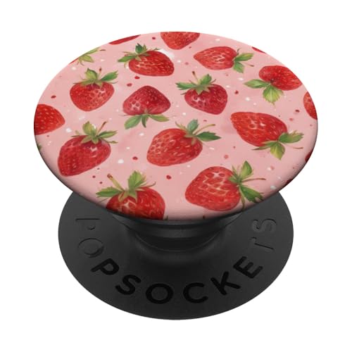 Süßes rosa Erdbeermuster PopSockets Klebender PopGrip Süßes rosa Erdbeermuster PopSockets Klebender PopGrip von Strawberry Phone Popper