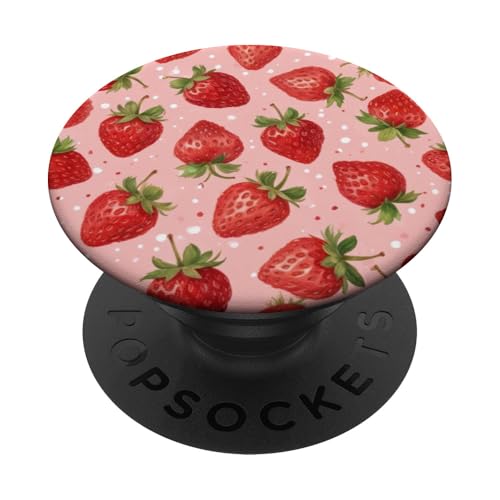Süßes rosa Erdbeermuster PopSockets Klebender PopGrip Süßes rosa Erdbeermuster PopSockets Klebender PopGrip von Strawberry Phone Popper