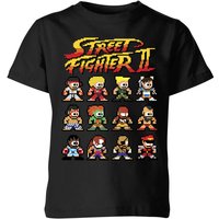 Street Fighter 2 Pixel Characters Kinder T-Shirt - Schwarz - 11-12 Jahre von Street Fighter