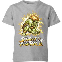 Street Fighter Blanka 16-bit Kinder T-Shirt - Grau - 11-12 Jahre von Street Fighter