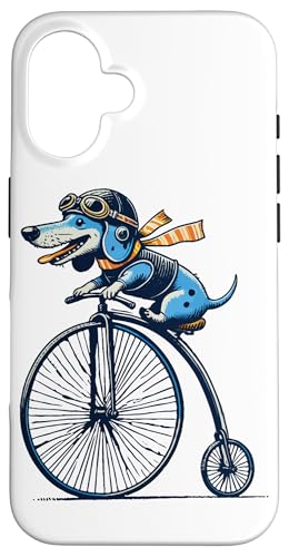 Dackel auf Bike für Retro Liebhaber mit Stil Hülle für iPhone 16 von Streetwear cyclist design for bike lovers