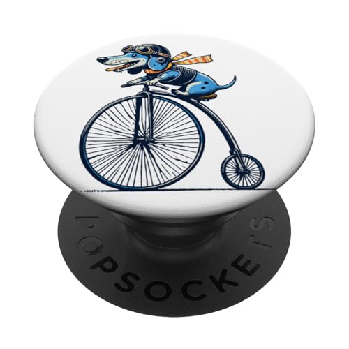 Dackel auf Bike für Retro Liebhaber mit Stil PopSockets Klebender PopGrip von Streetwear cyclist design for bike lovers