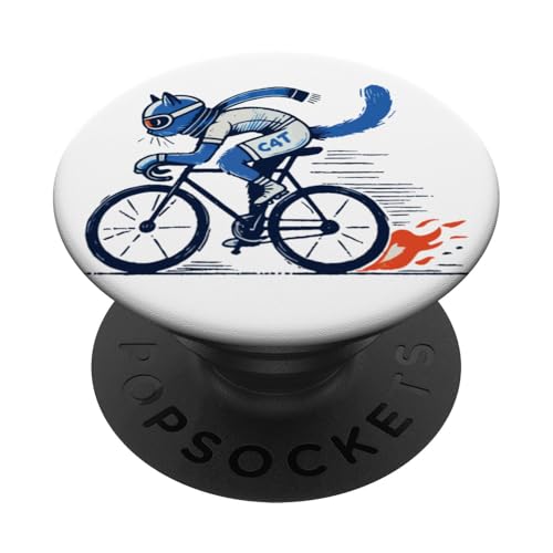 Fahrrad Katze für stylische Rennradfahrer PopSockets Klebender PopGrip von Streetwear cyclist design for bike lovers