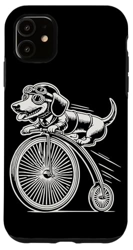 Fahrradfahrender Dackel im Retro Stil mit Humor Hülle für iPhone 11 Fahrradfahrender Dackel im Retro Stil mit Humor Hülle für iPhone 11 von Streetwear cyclist design for bike lovers